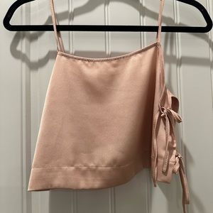 Topshop Champaign satin crop top with side tie detail!
